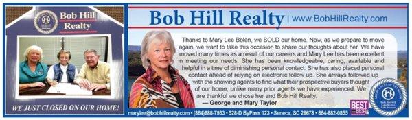 Mary Lee Bolen Testimonial