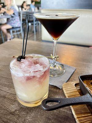 Espresso Martini and an Anthem Sour cocktail.