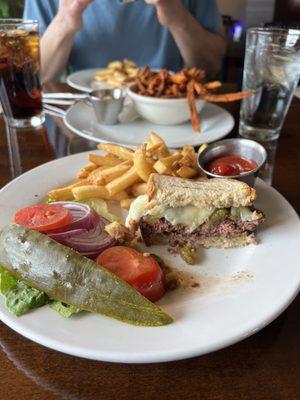 Bison burger with fries