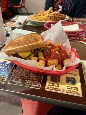 Patty melt and tots