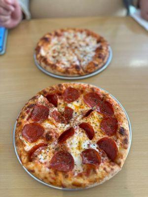 Cheese and pepperoni individual pizzas