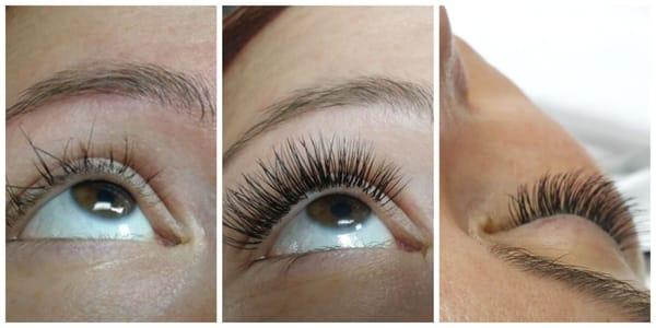 sparse lashes to full glamorous lashes