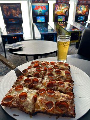 Pizza, pinball, and beer.