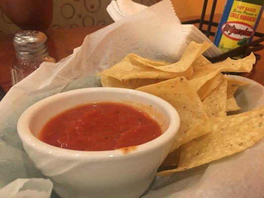 Complimentary chips and salsa