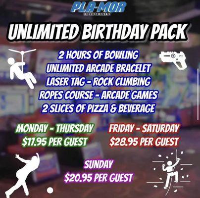 Pla-Mor Laredo unlimited birthday pack is the best deal for your next birthday party!