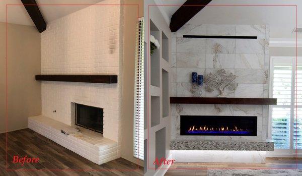 Our Before & After ( Heat & Glo Mezzo 60" Gas Fireplace)