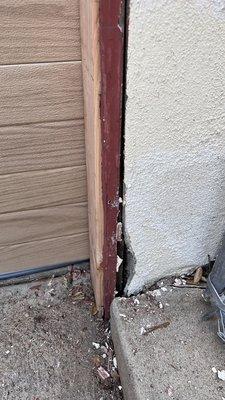 Old trim, broken stucco