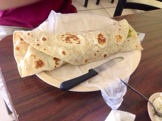 Flour tortilla taco, half steak, half pastor,16 inches.