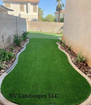 Utilize the side yard space by adding some Artificial Turf for a pet.