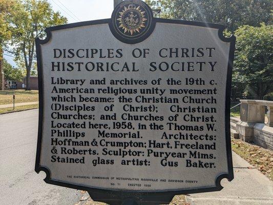 Disciples of Christ Historical Society Historical Marker