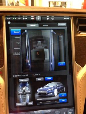 Touchscreen instrument panel in the middle of Tesla Model S