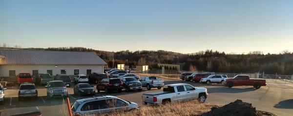 Here is a picture of a busy evening at A-1 Archery. You can see the large parking lot along with part of the 80 yard outdoor shooting range.