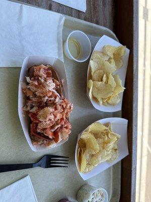 Half of the family lobster roll.