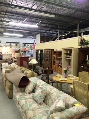 Large warehouse of sofas, tables, dressers