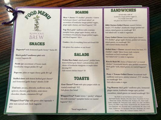 Food menu