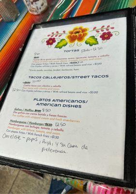 La Sabrosita Menu