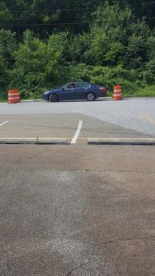 Here's our student performing a perfect parallel park at the Lancaster East testing center during her exam.