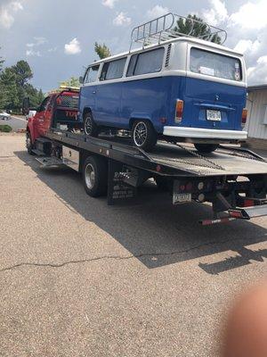 My 1974 VW bus on the way to Ascot Automotive!