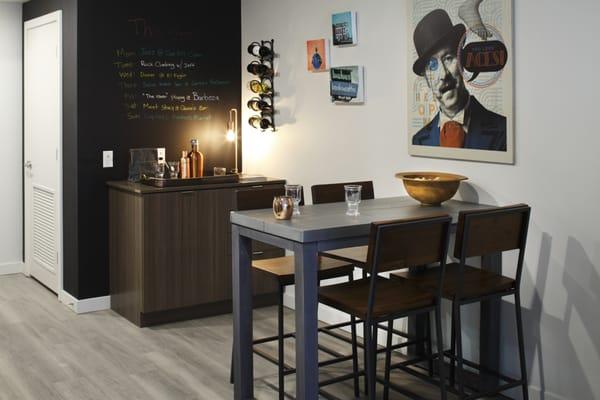 One Bedroom Dining Area with Chalkboard Wall