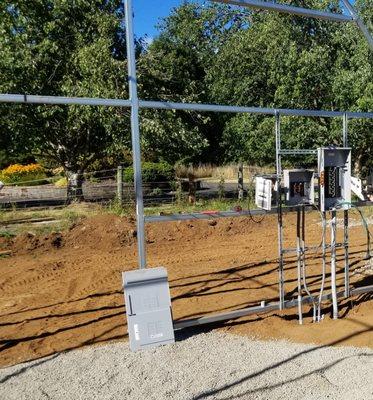 Electrical installation for fans and heat in this new hoop house! Greenhouses are a great way to extend the growing season!