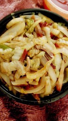 Pork chow mein (mostly onions)