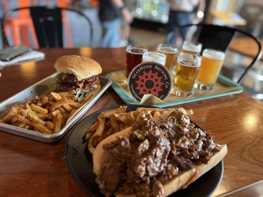 Blueberry bacon cheeseburger and Wagu cheesesteak for lunch