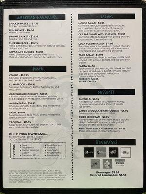 New Menu back