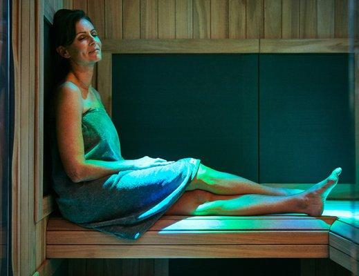 Acoustic Resonance Therapy is included with your sauna session. The music at 417MHz rids the body of negative energy.