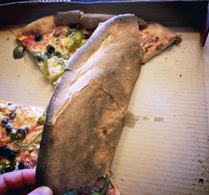 Almost entire pizza was burned, and unedible, too far of a drive to take it back.