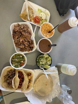 3 tacos, empanada, and carnitas special