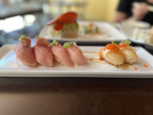 Sea Scallop, Chutoro, Yellowtail