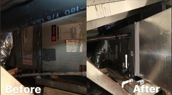 Before and After pictures of Air Handler