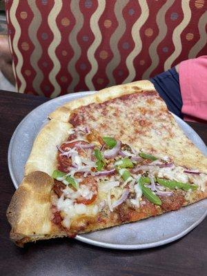 Veggie Lover's Pizza plus Cheese Pizza Slice