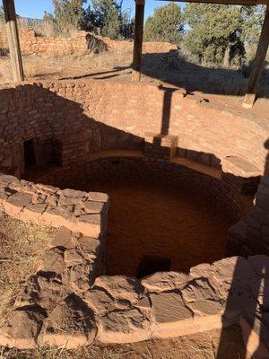 This is a reinforced ancient dwelling (specifically a kiva, used for sacred ceremonies) in the Bears Ears National Monument.