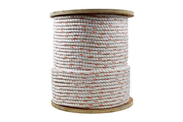 Poly-Dac Cal Truck Rope, 3/8″ x 600′, White/Orange, 22 lbs