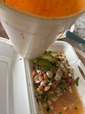 Pozole Soup , Ceviche de Camaron