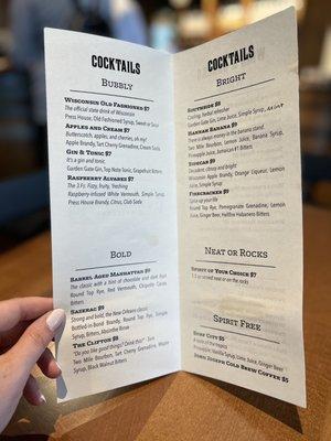 Distillery Menu