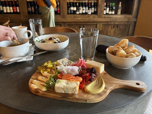 Cheese board and autumn apple salad