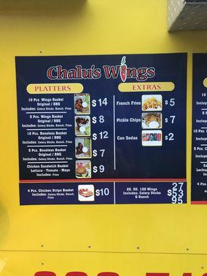 Menu for Chalu's Wings