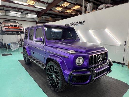 Fully wrapped G wagon in Satin Purple