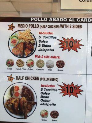 Chicken menu