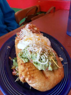 Shredded chicken chimichanga