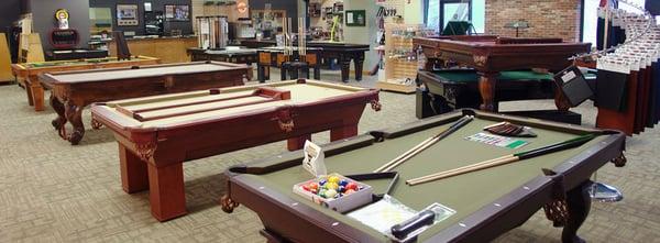 Shuffleboard tables, pool tables, foosball tables, air hockey tables