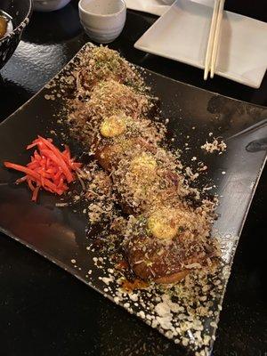 Tako yaki - interesting filling and texture, however the squid was extremely tiny.