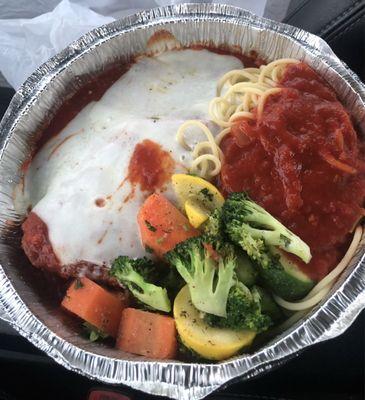 Chicken Parm with Spaghetti.