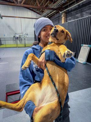 Jen snuggling with the pups :)