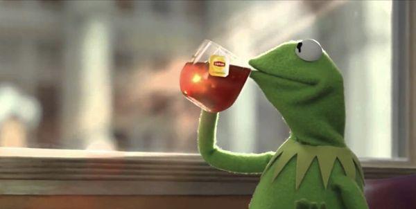 Simple, Kermit with some Lipton tea.