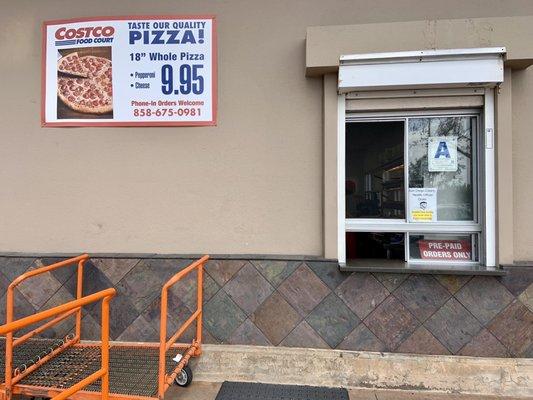 Outside: Pizza pickup window -- pies are still just $9.95