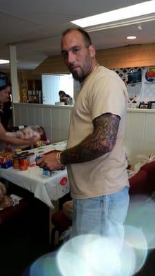 My husband and our team packing up food bags for people in need. God is so good all the time.