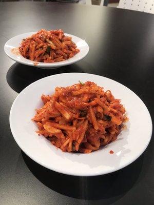 Radish (Mu) kimchi made in class! All taught in korean